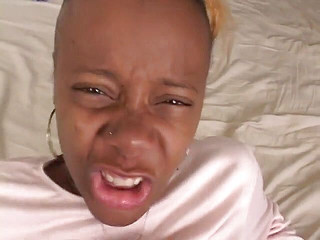 Little cock sucking black girl Sweet Pea with fair hair gets polished with big black knob in POV style