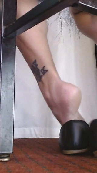 Mature Soles in Black Flats Shoeplay