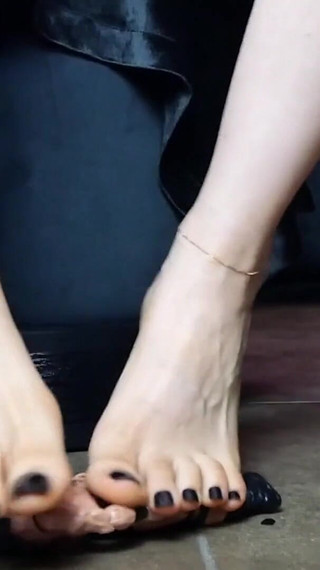 Trampled Barefoot by the Italian Goddess in Black Toenail Polish Ita