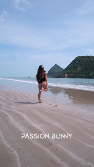 Black Bikini and Passionate Flashing on the Beach