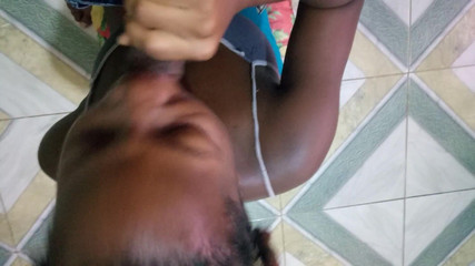 Stepdad Told Hot Naughty Ebony Stepdaughter to Get on Her Knees and Suck a Big Dick Sloppy - Jhodez