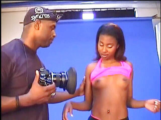 Black beauty with shape body pussy fucked on first photo shoot