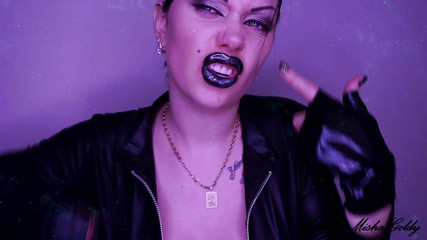 Glossy black lips get total control over you! Mesmerizing JOI