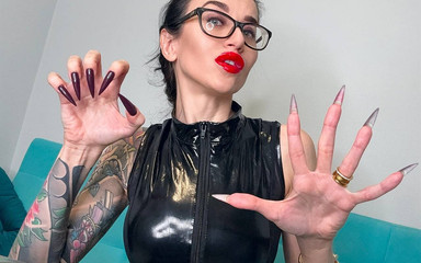 Dark Purple Long Nails and Handjobs, Black Pvc on Me