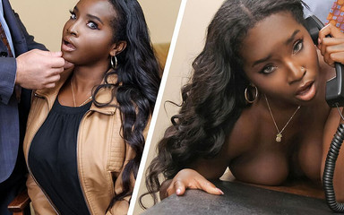 Perv Principal - Black Stepmom Naomi Foxxx Squirting on White Cock