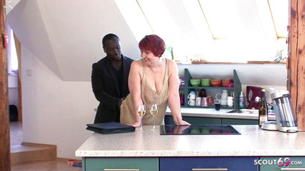 Redhead gilf invites black boy with a big cock home