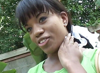 Sexy ebony girl blows and rides BBC